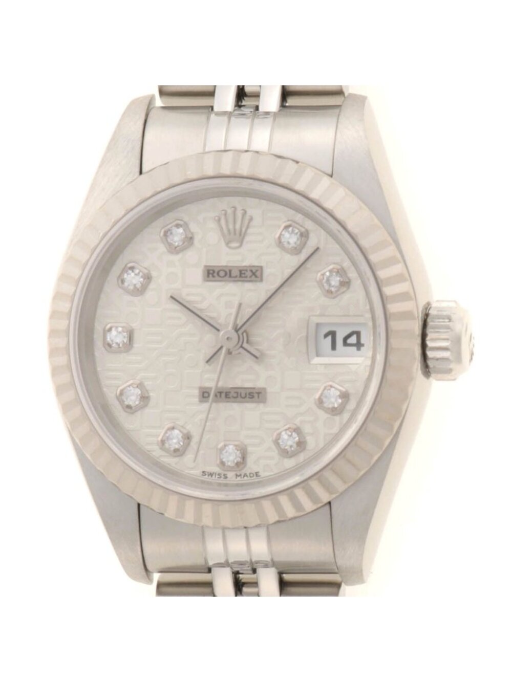 Rolex Datejust 26 Watch Stainless Steel 18k White Gold Diamond Silver Jubilee